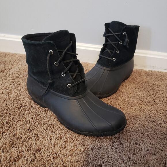 Sperry Shoes - Sperry Saltwater suede Duck Boot Black Serpent Leather 11